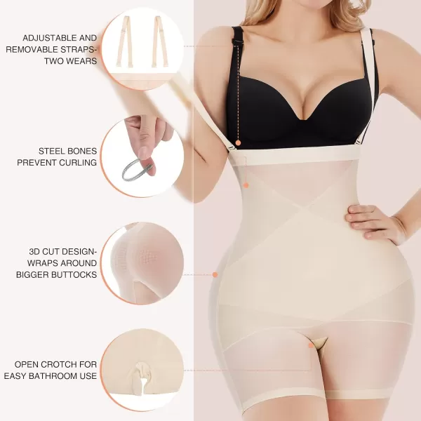 Tummy Control Faja Shorts Shapewear for Women Seamless Bodysuit Cross Compression Body Shaper