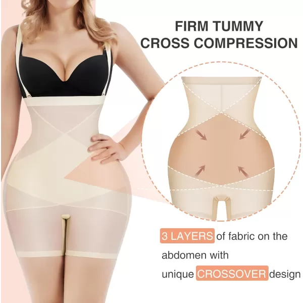 Tummy Control Faja Shorts Shapewear for Women Seamless Bodysuit Cross Compression Body Shaper