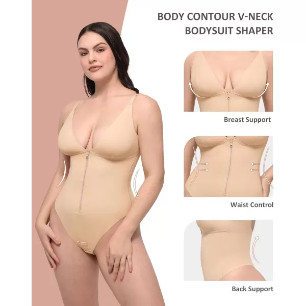Shapewear Bodysuit Tummy Control V Neck Thong Body Shaper Deep Slim Going Out Tops Body Suits for Women