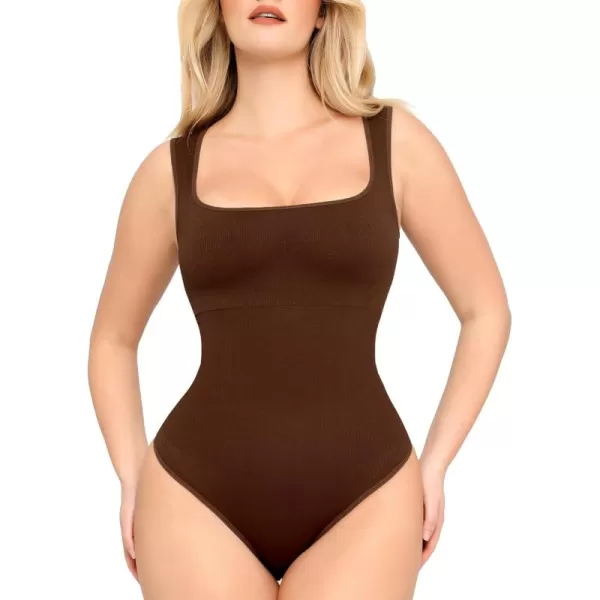 Shapewear Bodysuits for Women Tummy Control Suqare Neck Thong Body Suit Sleeveless Going Out Tank Tops 2024