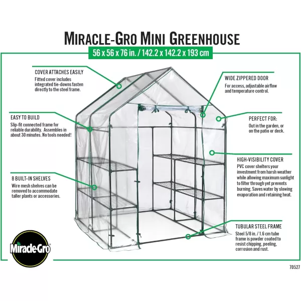Miracle-Gro 23" x 17" x 57" All-Season 4-Tier Mini Grow House Outdoor or Backyard Easy Assembly Portable Greenhouse, Translucent