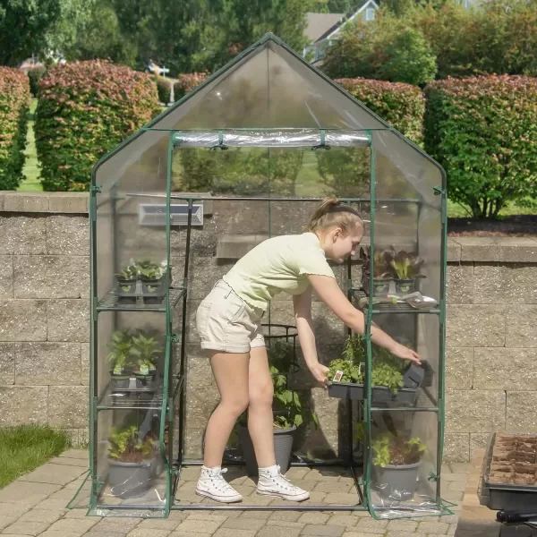 Miracle-Gro 23" x 17" x 57" All-Season 4-Tier Mini Grow House Outdoor or Backyard Easy Assembly Portable Greenhouse, Translucent