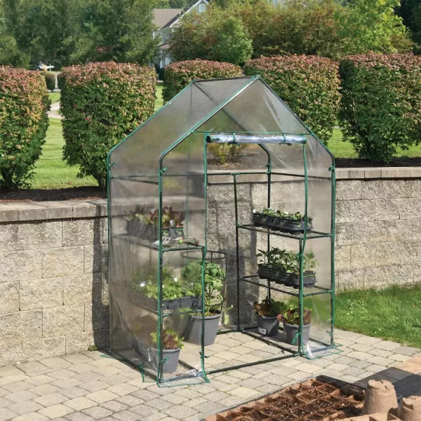 Miracle-Gro 23" x 17" x 57" All-Season 4-Tier Mini Grow House Outdoor or Backyard Easy Assembly Portable Greenhouse, Translucent