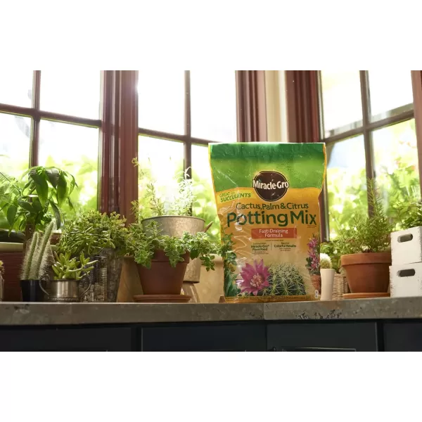 Miracle-Gro Cactus, Palm &amp; Citrus Soil - For Containers , Added Fertilizer Feeds for 6 Months, 8 qt.