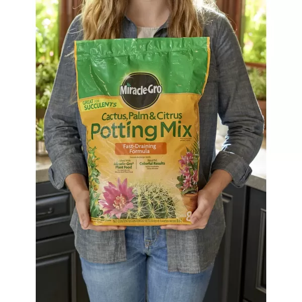 Miracle-Gro Cactus, Palm &amp; Citrus Soil - For Containers , Added Fertilizer Feeds for 6 Months, 8 qt.
