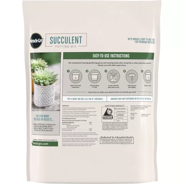 Miracle-Gro Houseplant Potting Mix: Fertilized, Perlite Soil for Indoor Gardening, Designed to Be Less Prone to Gnats, 4 qt.