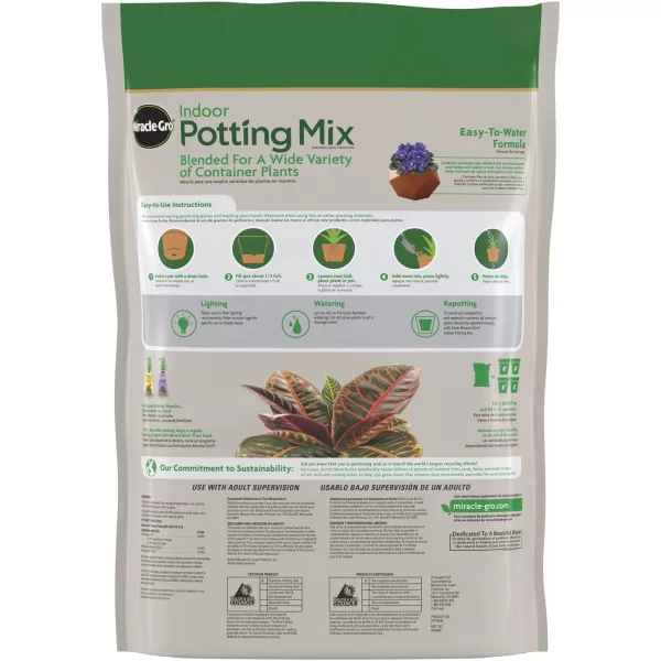 Miracle-Gro Indoor Potting Mix, Grows beautiful Houseplants, 6 qt. 