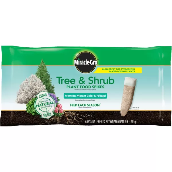 Miracle-Gro Tree &amp; Shrub Plant Food Spikes, 12 Spikes/Pack, 12 count )