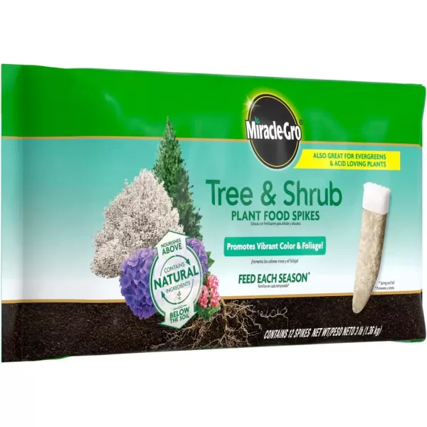 Miracle-Gro Tree &amp; Shrub Plant Food Spikes, 12 Spikes/Pack, 12 count )