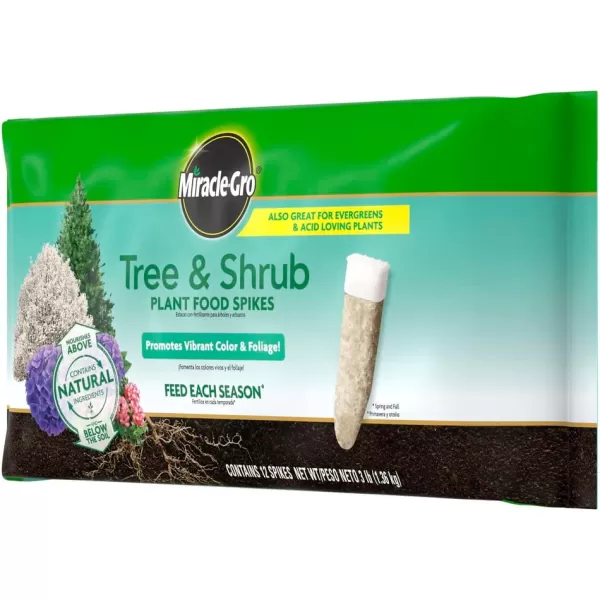Miracle-Gro Tree &amp; Shrub Plant Food Spikes, 12 Spikes/Pack, 12 count )