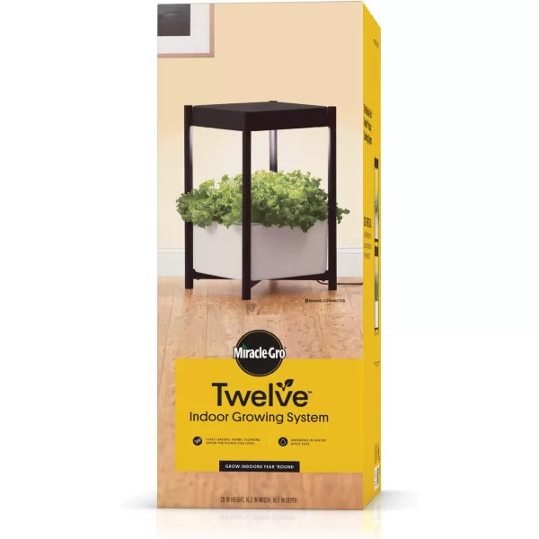 Miracle-Gro Twelve Indoor Growing System, Side Table with LED Grow Light for Year Round Gardening, Planter For Leafy Greens, Herbs &amp; Flowers
