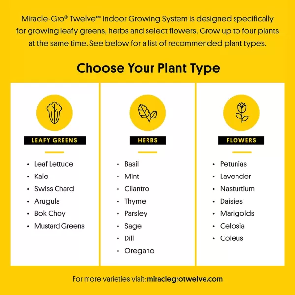 Miracle-Gro Twelve Indoor Growing System, Side Table with LED Grow Light for Year Round Gardening, Planter For Leafy Greens, Herbs &amp; Flowers