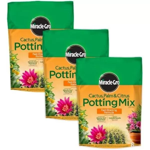 Miracle-Gro Cactus, Palm &amp; Citrus Soil - For Containers , Added Fertilizer Feeds for 6 Months, 8 qt.
