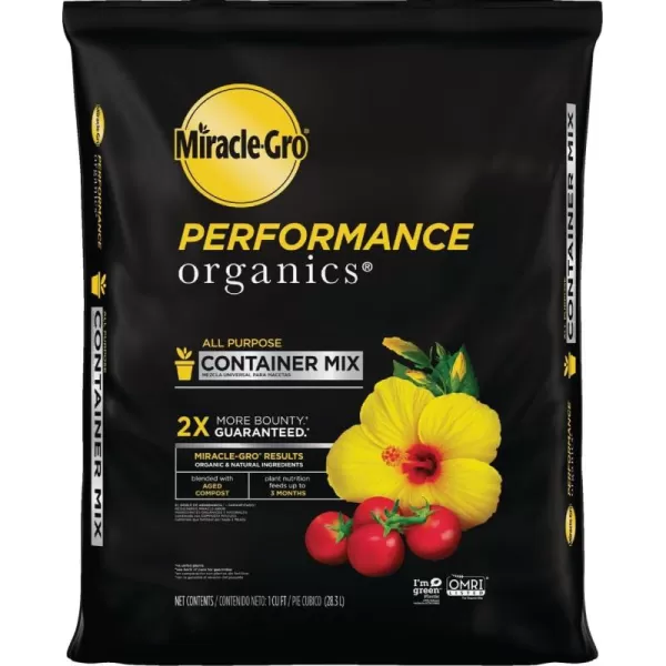 Miracle-Gro Performance Organics All Purpose Container Mix, 6 qt. - Organic, All Natural Plant Soil - Feed for up to 3 Months - All-Purpose Formula for Vegetables, Flowers and Herbs