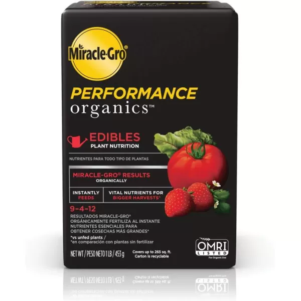 Miracle-Gro Performance Organics All Purpose Plant Nutrition, 1 lb. - All Natural Plant Food For Vegetables, Flowers and Herbs - Apply Every 7 Days For Best Results - Feeds up to 200 sq. ft.