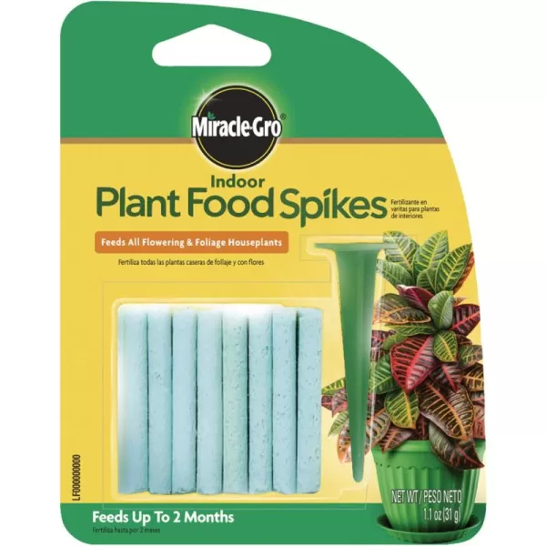 Miracle-Gro Indoor Plant Food Spikes, Includes 48 Spikes - Continuous Feeding for all Flowering and Foliage Houseplants - NPK 6-12-6, Pack of 1