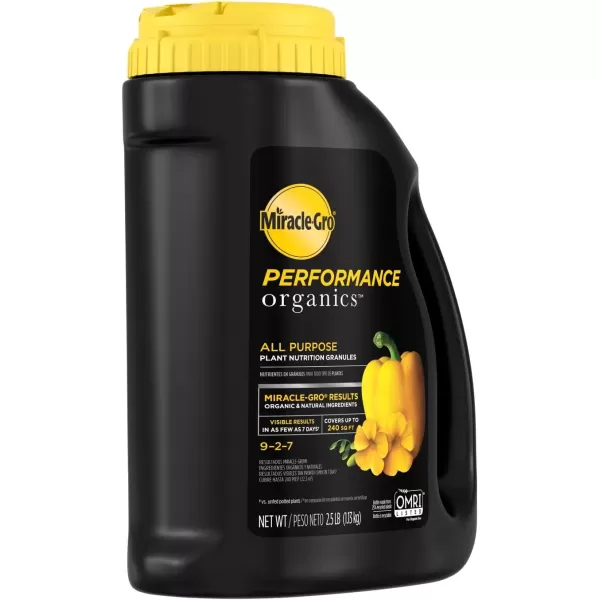imageMiracleGro Performance Organics All Purpose Plant Nutrition Granules  1 lb Shaker Bottle Organic AllPurpose Plant Food for Vegetables Flowers and Herbs Feeds up to 90 sq ft25 lb Pack of 2