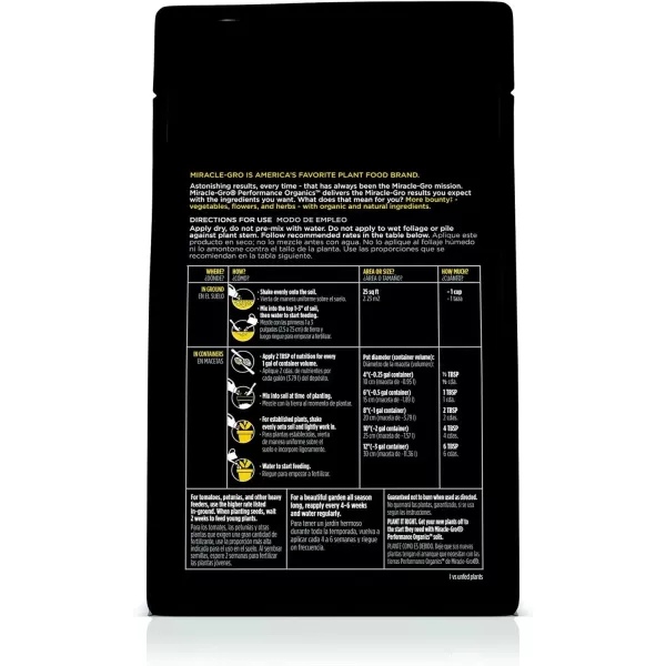 imageMiracleGro Performance Organics All Purpose Plant Nutrition Granules  1 lb Shaker Bottle Organic AllPurpose Plant Food for Vegetables Flowers and Herbs Feeds up to 90 sq ft175 lb