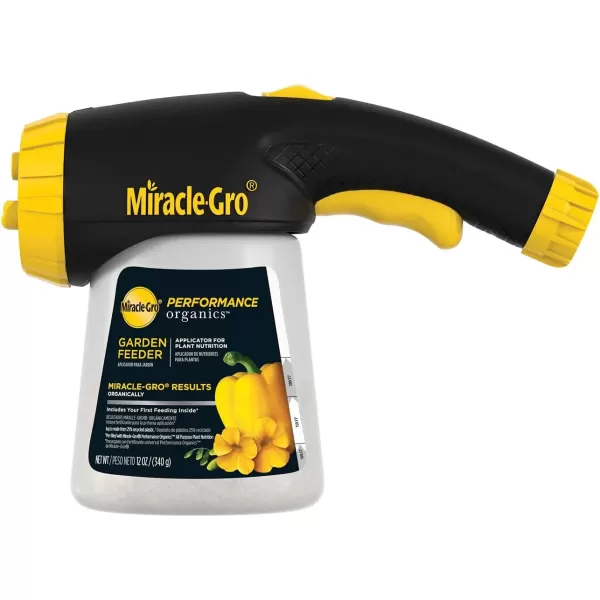 imageMiracleGro Performance Organics Garden Feeder 12 oz  Includes First Feeding of MiracleGro Performance Organics Plant Nutrition Inside  Feed Vegetables Flowers and Herbs While WateringGarden Feeder