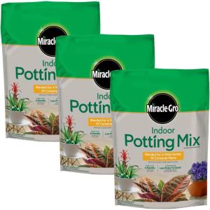 imageMiracleGro Indoor Potting Mix Blended for a Variety of Houseplants Feeds for up to 6 Months 6 qt 2Pack6 qt 3 Pack