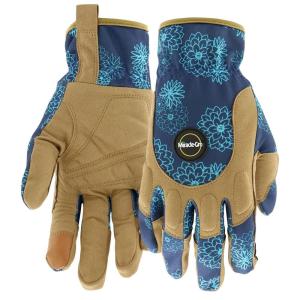 imageMiracle Gro Womens HighDexterity Gardening Work Gloves Touchscreen Technologies Abrasion Resistant Comfort BlueTan Medium MG86207WML