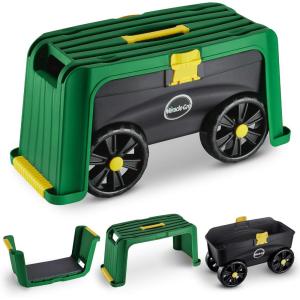 imageMiracleGro 4in1 Garden Stool  MultiUse Garden Scooter with Seat  Rolling Cart with Storage Bin Padded Kneeler and Tool storage  Accessible Gardening for All Ages  FREE Scotts Gardening Gloves