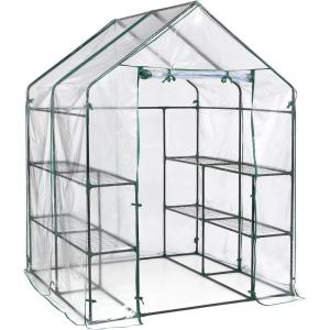 imageMiracleGro 48quot x 48quot x 65quot AllSeason Small Walkin Greenhouse with 8 Wire Shelves for Outdoors EasyAccess and Durable Translucent