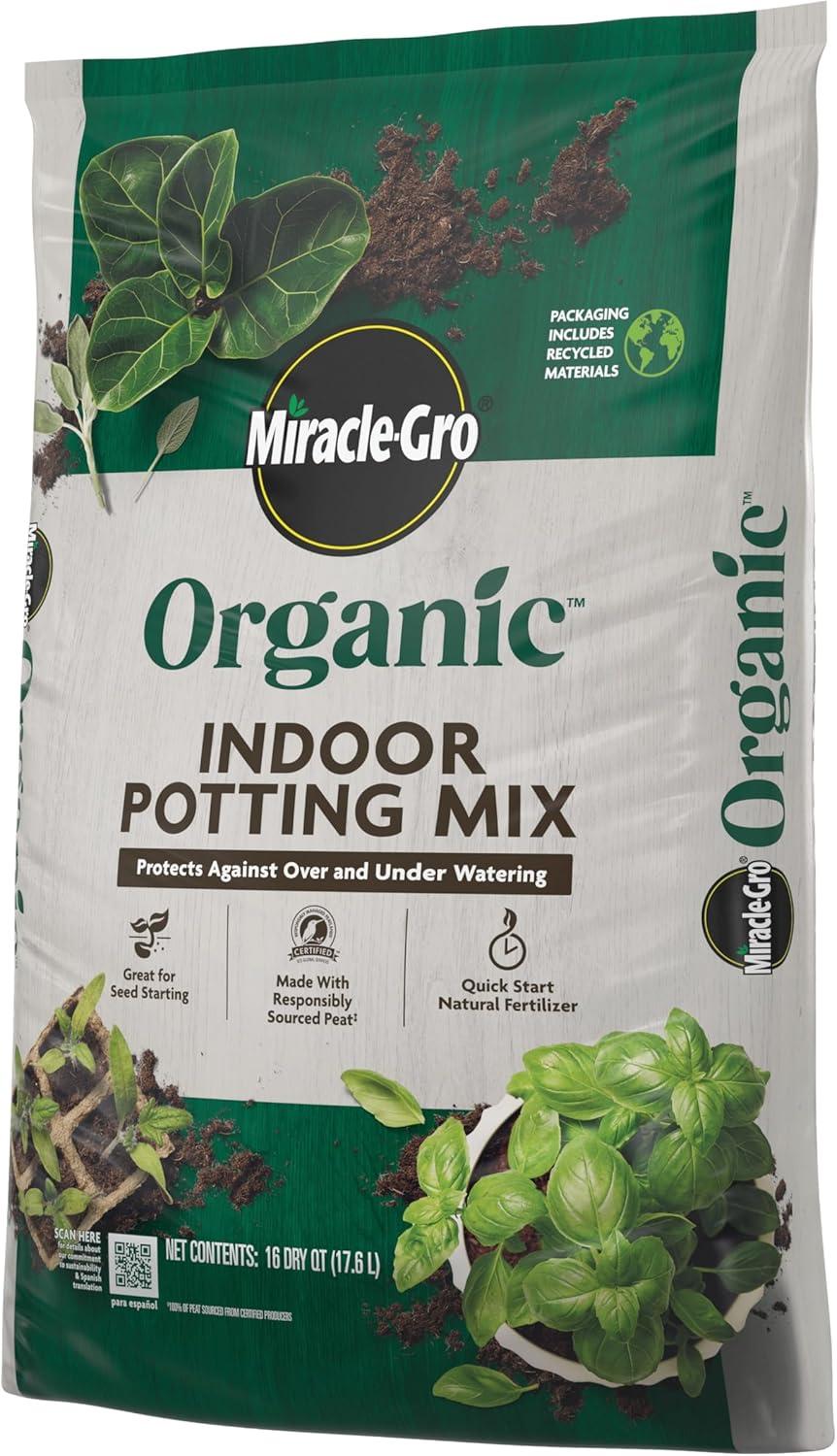 imageMiracleGro Organic Indoor Potting Mix Protects Against Over and Under Watering for Indoor Container Plants Houseplants and Starter Plants OMRI Listed 16 qt 2Pack16QT 2Pack