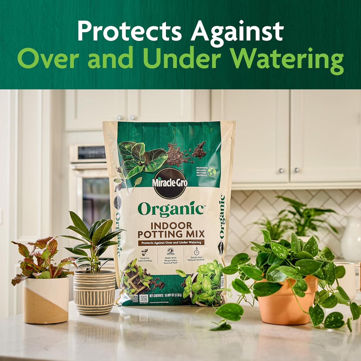 imageMiracleGro Organic Indoor Potting Mix Protects Against Over and Under Watering for Indoor Container Plants Houseplants and Starter Plants OMRI Listed 16 qt 2Pack16QT