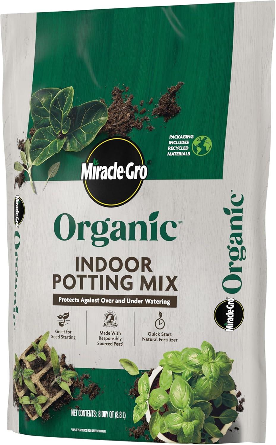 imageMiracleGro Organic Indoor Potting Mix Protects Against Over and Under Watering for Indoor Container Plants Houseplants and Starter Plants OMRI Listed 16 qt 2Pack8QT 2Pack