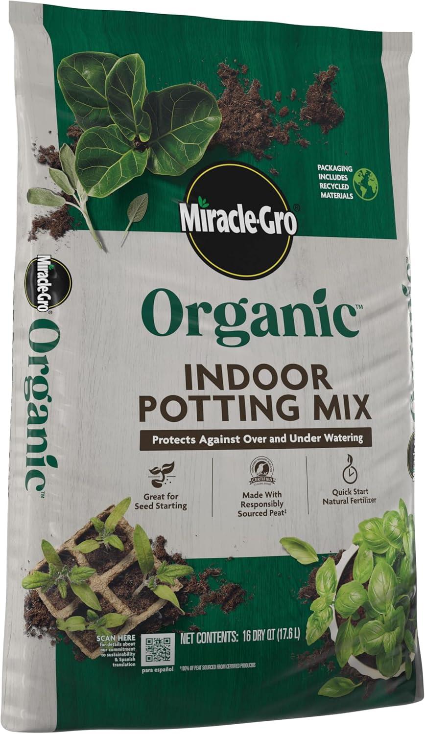 imageMiracleGro Organic Indoor Potting Mix Protects Against Over and Under Watering for Indoor Container Plants Houseplants and Starter Plants OMRI Listed 16 qt 2Pack16QT 2Pack