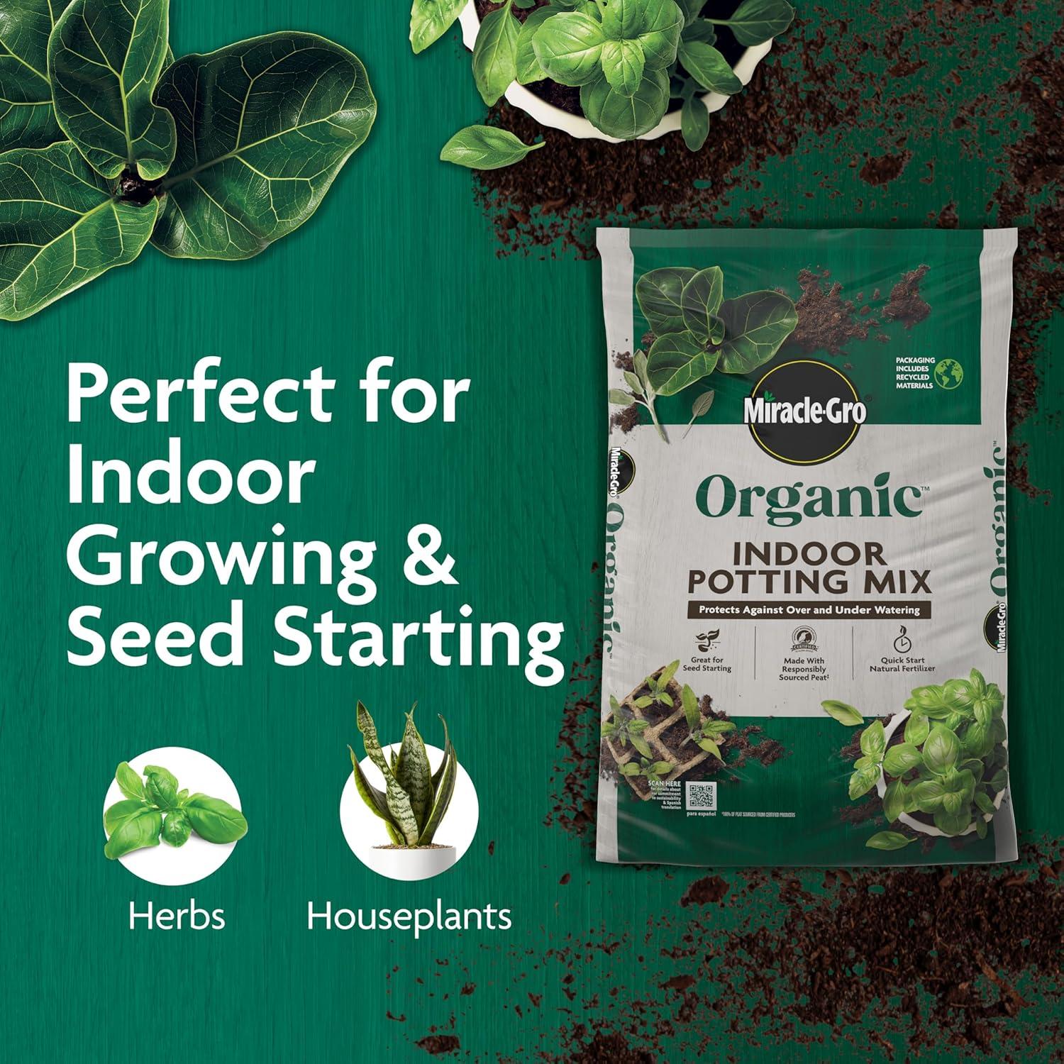 imageMiracleGro Organic Indoor Potting Mix Protects Against Over and Under Watering for Indoor Container Plants Houseplants and Starter Plants OMRI Listed 16 qt 2Pack16QT 2Pack