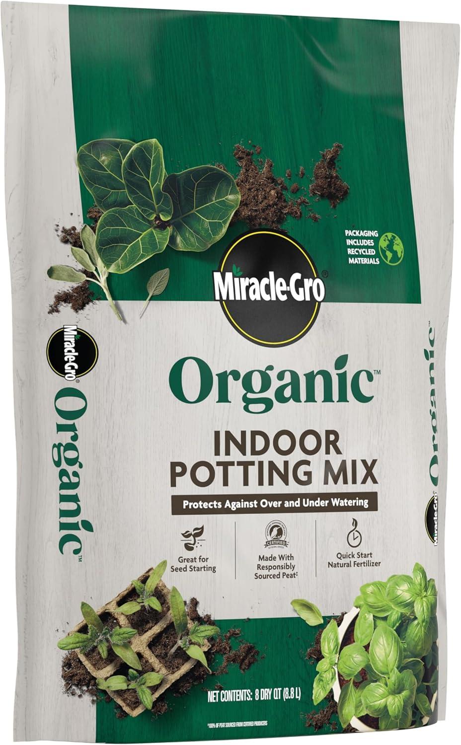 imageMiracleGro Organic Indoor Potting Mix Protects Against Over and Under Watering for Indoor Container Plants Houseplants and Starter Plants OMRI Listed 16 qt 2Pack8QT 2Pack