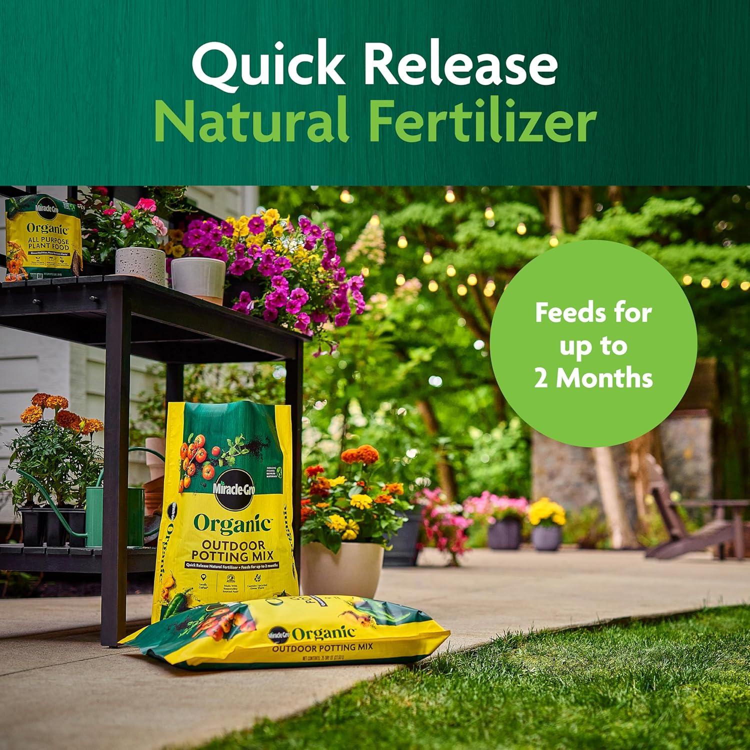 imageMiracleGro Organic Outdoor Potting Mix for Outdoor Container Plants Contains QuickRelease Natural Fertilizer OMRI Listed 16 qt