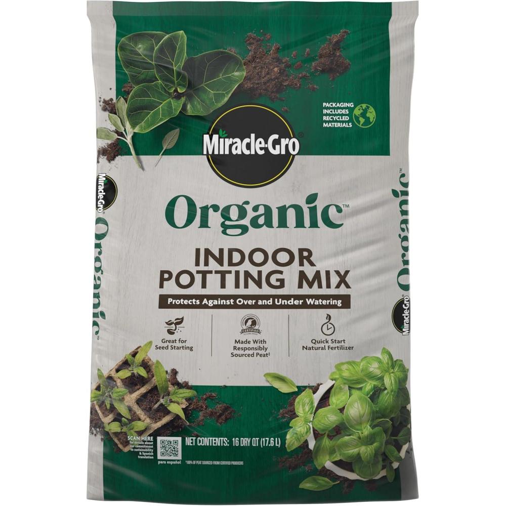 imageMiracleGro Organic Indoor Potting Mix Protects Against Over and Under Watering for Indoor Container Plants Houseplants and Starter Plants OMRI Listed 16 qt 2Pack16QT