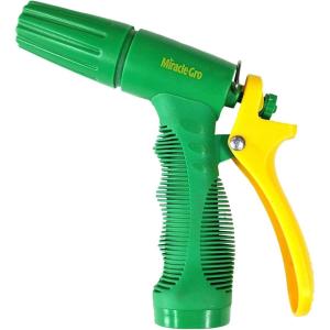 imageMiracleGro Garden Hose Nozzle 2Pack  Includes Adjustable Spray Nozzle and 9Pattern HeavyDuty Nozzle with Ergonomic Grips for Watering Gardening Cleaning and Outdoor UseStraight Spray Hose Nozzle
