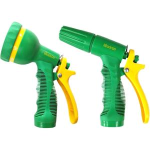 imageMiracleGro Garden Hose Nozzle 2Pack  Includes Adjustable Spray Nozzle and 9Pattern HeavyDuty Nozzle with Ergonomic Grips for Watering Gardening Cleaning and Outdoor UseStraight Spray  Adjustable Hose Nozzle Set