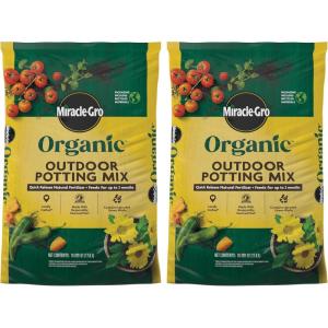 imageMiracleGro Organic Outdoor Potting Mix for Outdoor Container Plants Contains QuickRelease Natural Fertilizer OMRI Listed 16 qt 2Pack