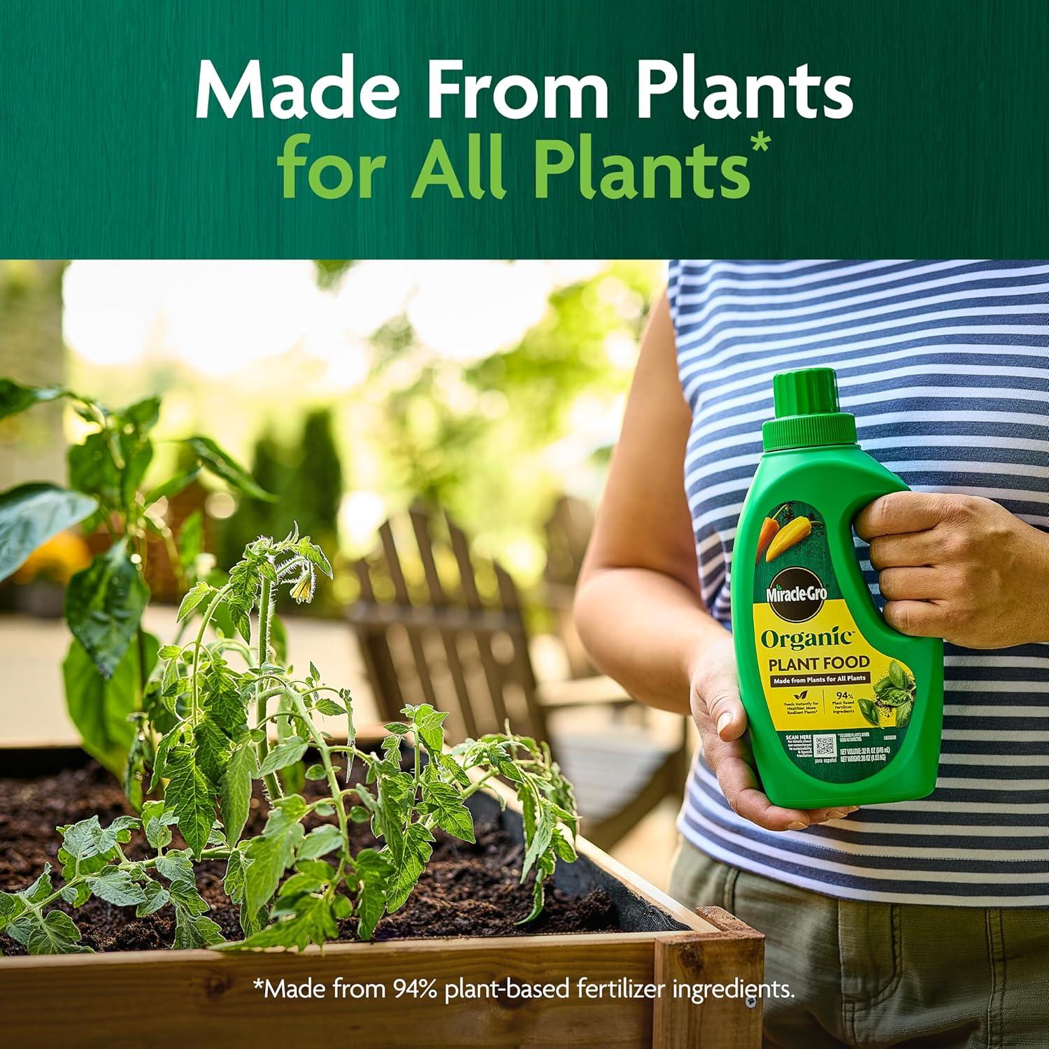 imageMiracleGro Organic Plant Food Made from Plants for All Plants Use with Indoor or Outdoor Container Plants and InGround Gardens OMRI Listed 32 oz