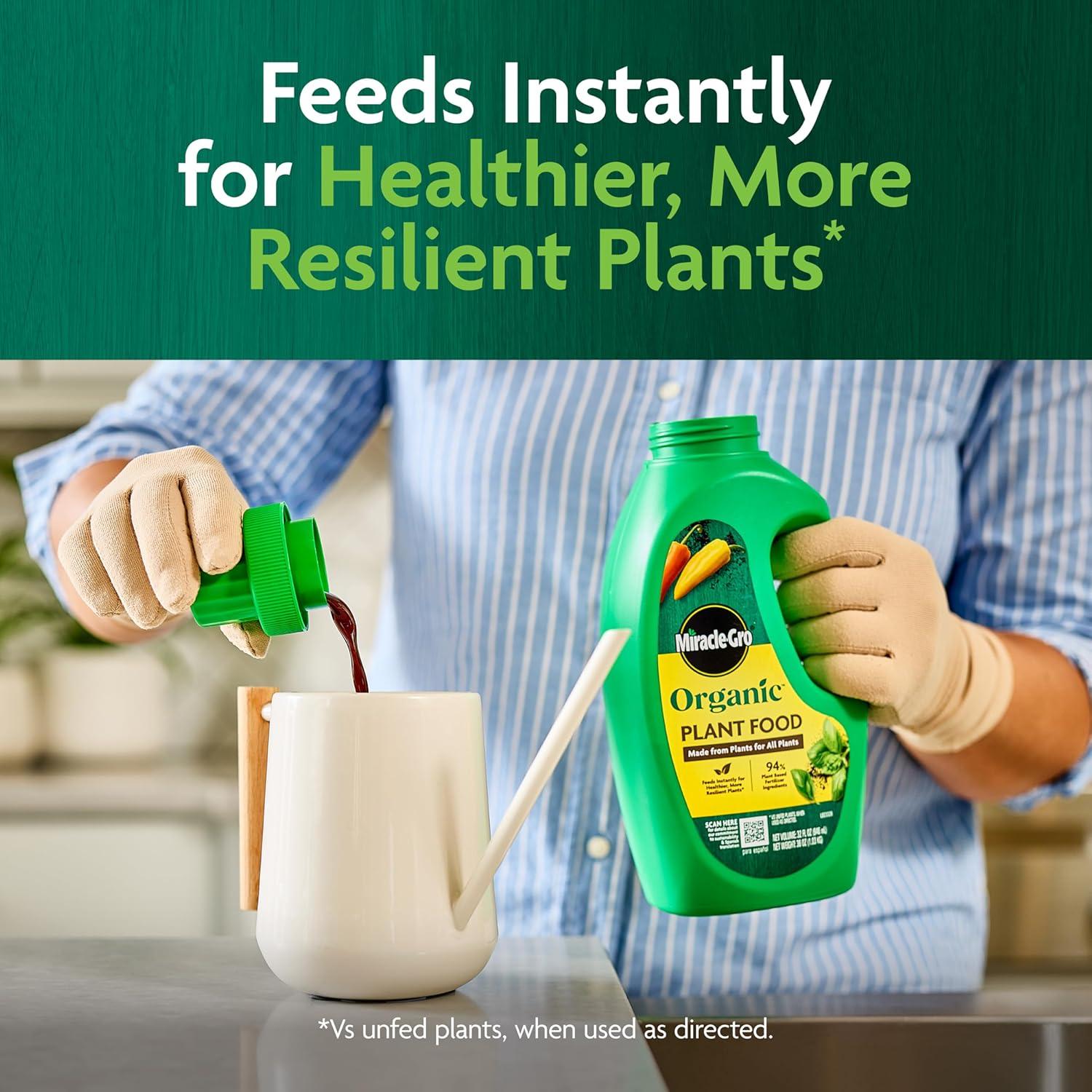 imageMiracleGro Organic Plant Food Made from Plants for All Plants Use with Indoor or Outdoor Container Plants and InGround Gardens OMRI Listed 32 oz