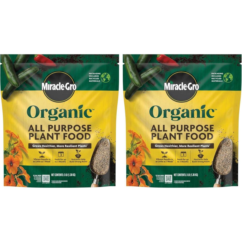 imageMiracleGro Organic All Purpose Plant Food for Outdoor Container and InGround Plants Feeds for up to 3 Months OMRI Listed 3 lb 2Pack
