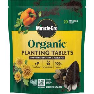 imageMiracleGro Organic Planting Tablets for Transplants and Starter Plants Formulated with Calcium Jump Starts Root Growth OMRI Listed 20 Tablets