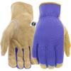 imageMiracleGro MG23080 Landscaping Work Gloves 1 Pair MediumLarge Split Cowhide Leather Palm Gloves with Shirred Elastic WristCowhide