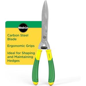 imageMiracleGro 18 in Wavy Blade Hedge Shears  Lawn and Yard Tool with Sharp Carbon Steel Blades for Trimming Borders Shaping Bushes and ShapingTrimming Hedges ShrubsWavy Blade Hedge Shears 18