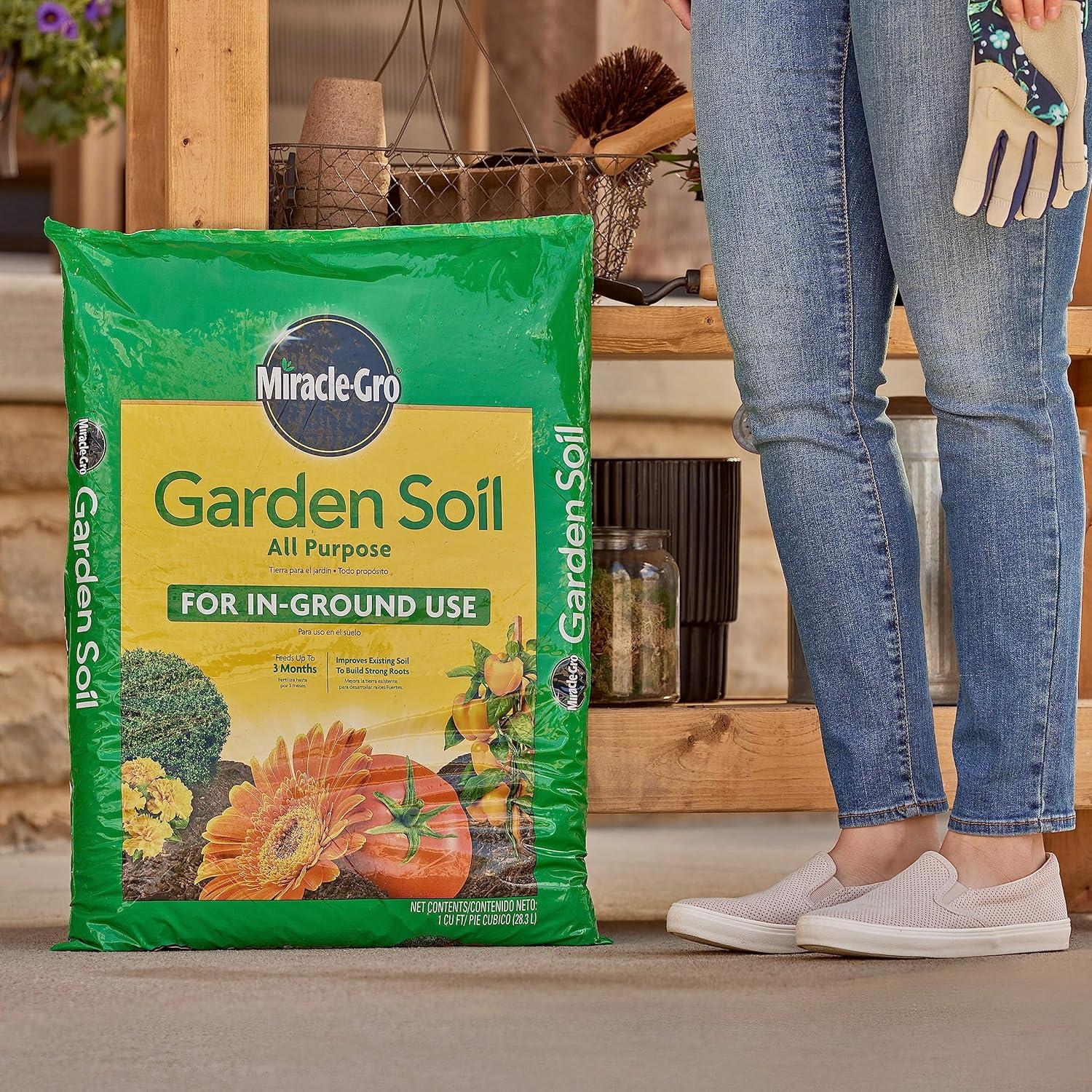 imageMiracleGro Garden Soil All Purpose Bulk Pallet for InGround Use Feeds up to 3 Months Amends Vegetable Flower and Plant Beds 1 cu ft Bags Pallet of 60