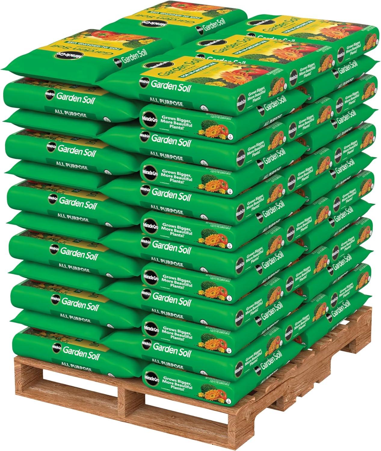 imageMiracleGro Garden Soil All Purpose Bulk Pallet for InGround Use Feeds up to 3 Months Amends Vegetable Flower and Plant Beds 1 cu ft Bags Pallet of 60