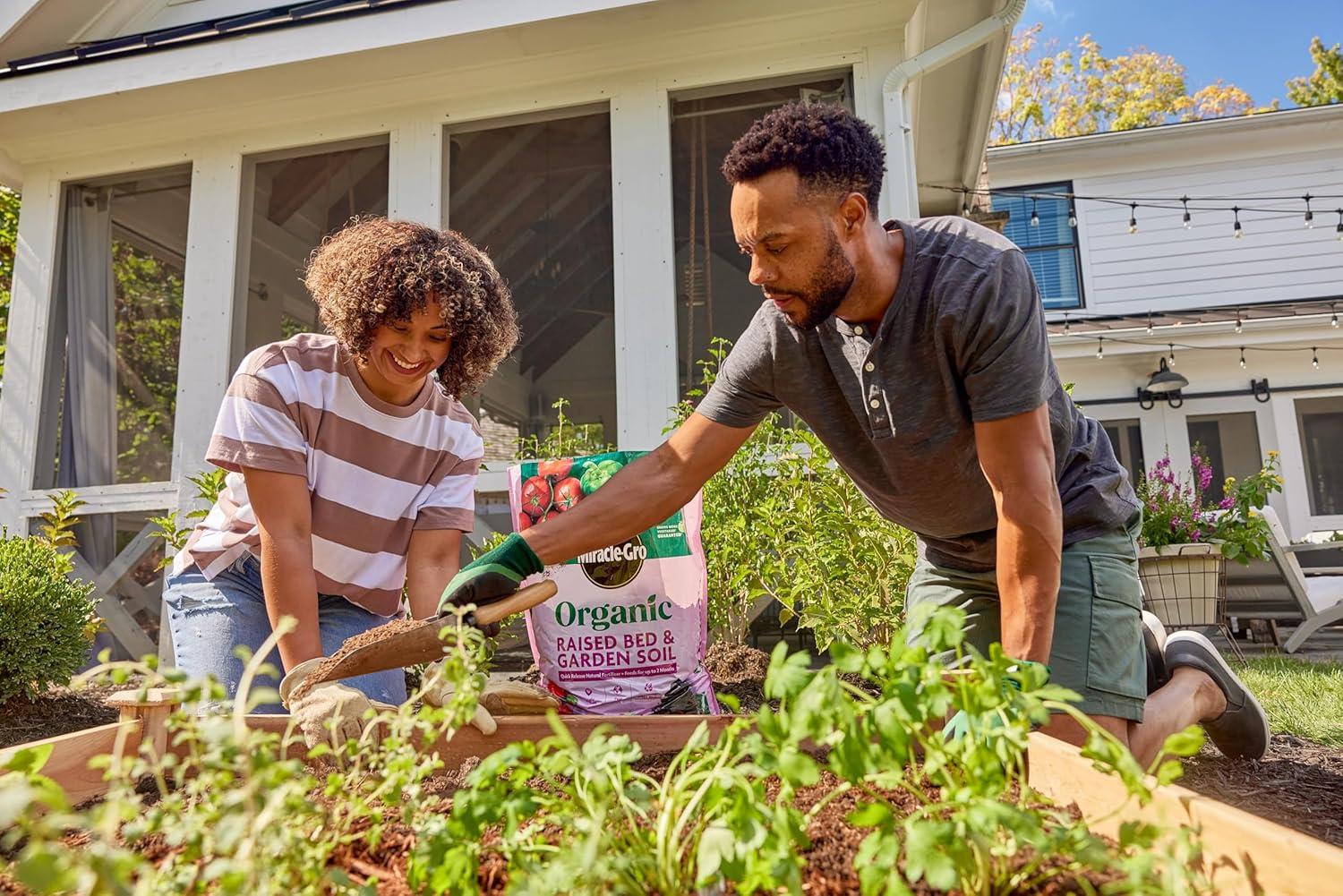 imageMiracleGro Organic Raised Bed and Garden Soil with Quick Release Natural Fertilizer Peat Free OMRI Listed 1 cu ft