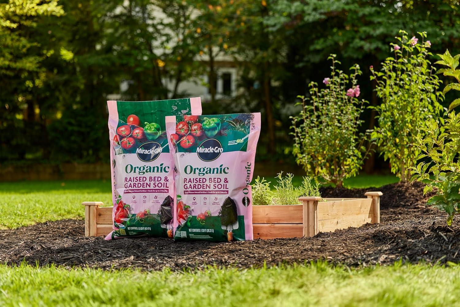 imageMiracleGro Organic Raised Bed and Garden Soil with Quick Release Natural Fertilizer Peat Free OMRI Listed 1 cu ft