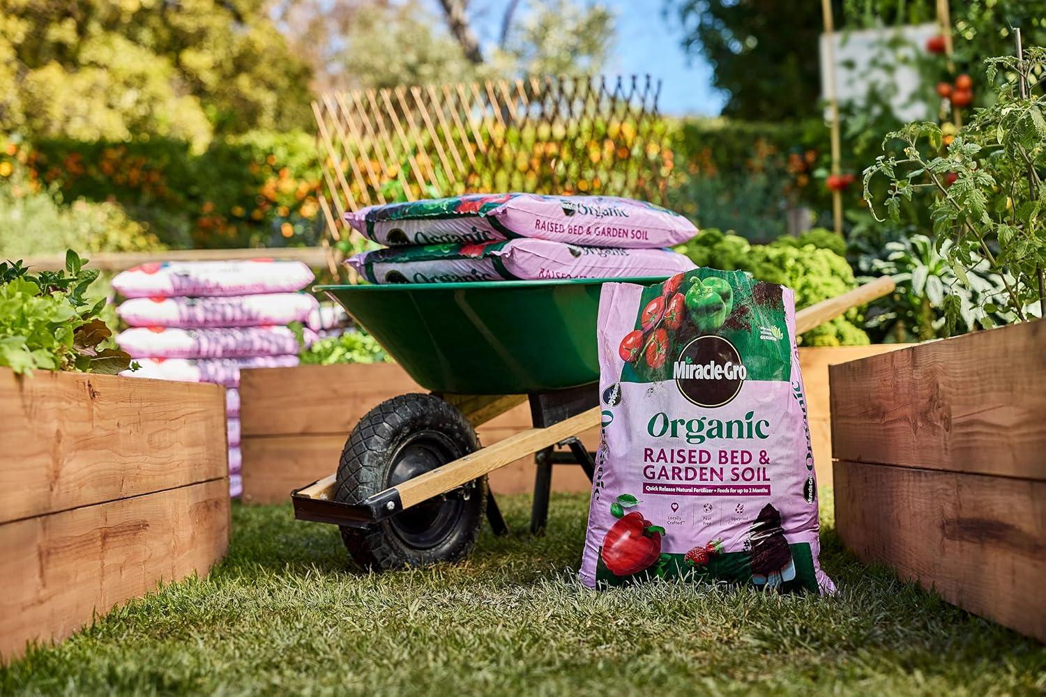 imageMiracleGro Organic Raised Bed and Garden Soil with Quick Release Natural Fertilizer Peat Free OMRI Listed 1 cu ft
