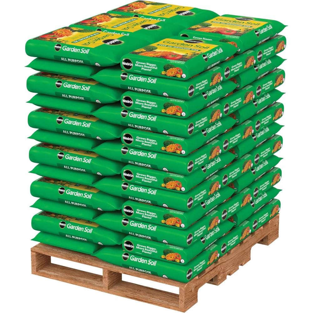 imageMiracleGro Garden Soil All Purpose Bulk Pallet for InGround Use Feeds up to 3 Months Amends Vegetable Flower and Plant Beds 1 cu ft Bags Pallet of 60